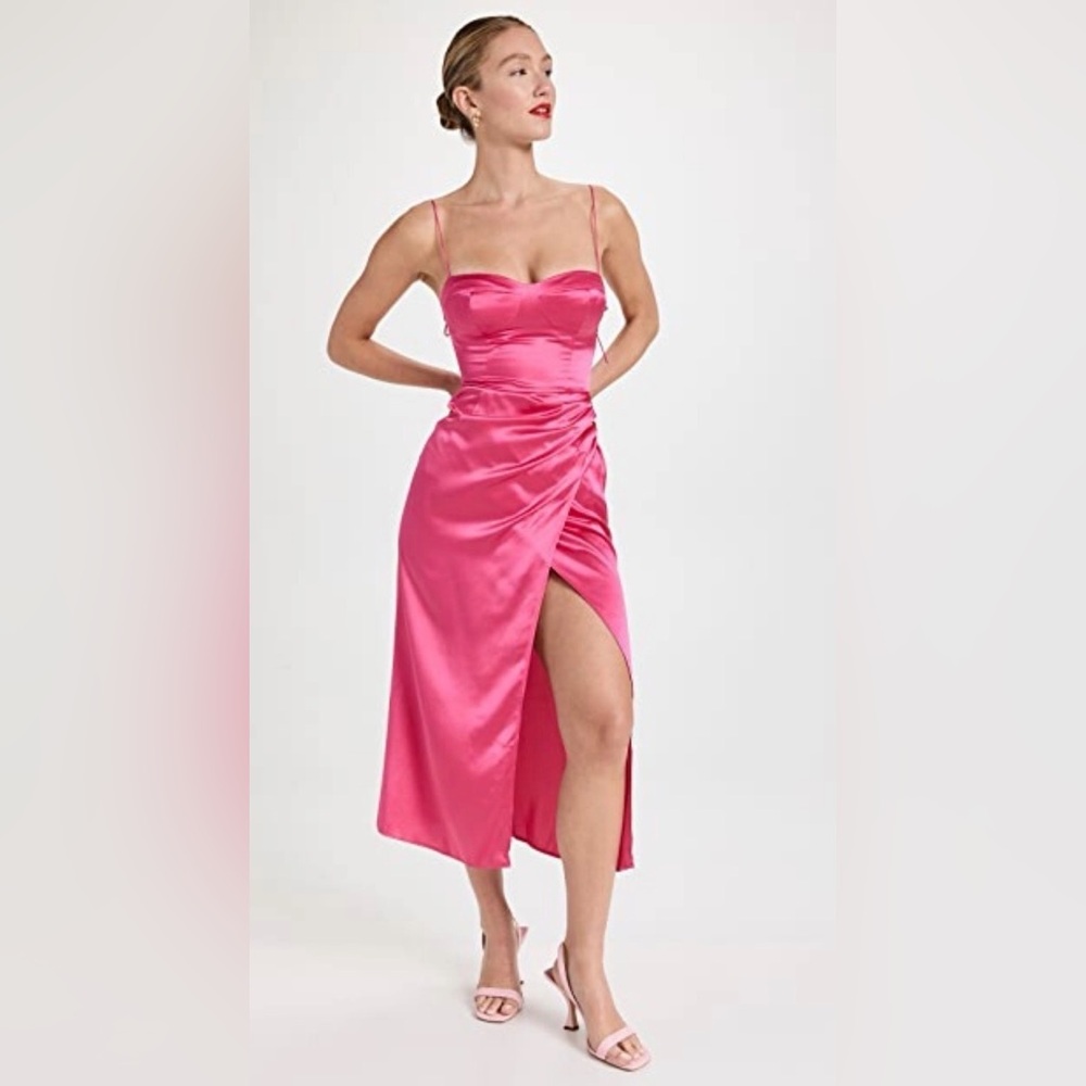 NWT REFORMATION Marguerite Silk Dress Size 18 Color Pink Flambe - Picture 4 of 11